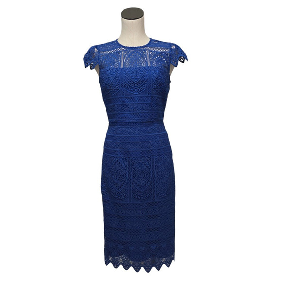ANTONIO MELANI Dresses & Skirts - Antonio Melani Kelly Embroidered Lace Scallop Hem Sheath Dress Size 2